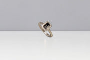 Todd Reed ring in Palladium, fancy cut black diamond(2.13 cts) and white brilliant cut diamonds(.10 cts)